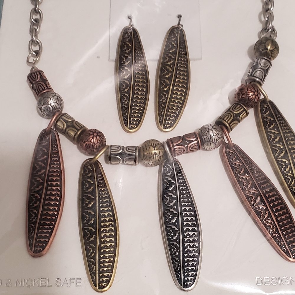 Mixed Meteal Necklace and earring set